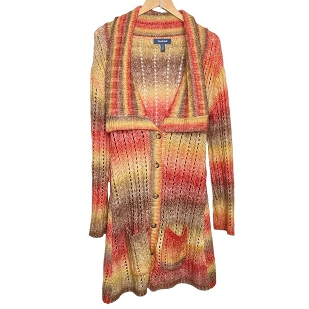 Modcloth The Last Summer Sunset Multicolor Longline Cardigan Granny Beachy Small